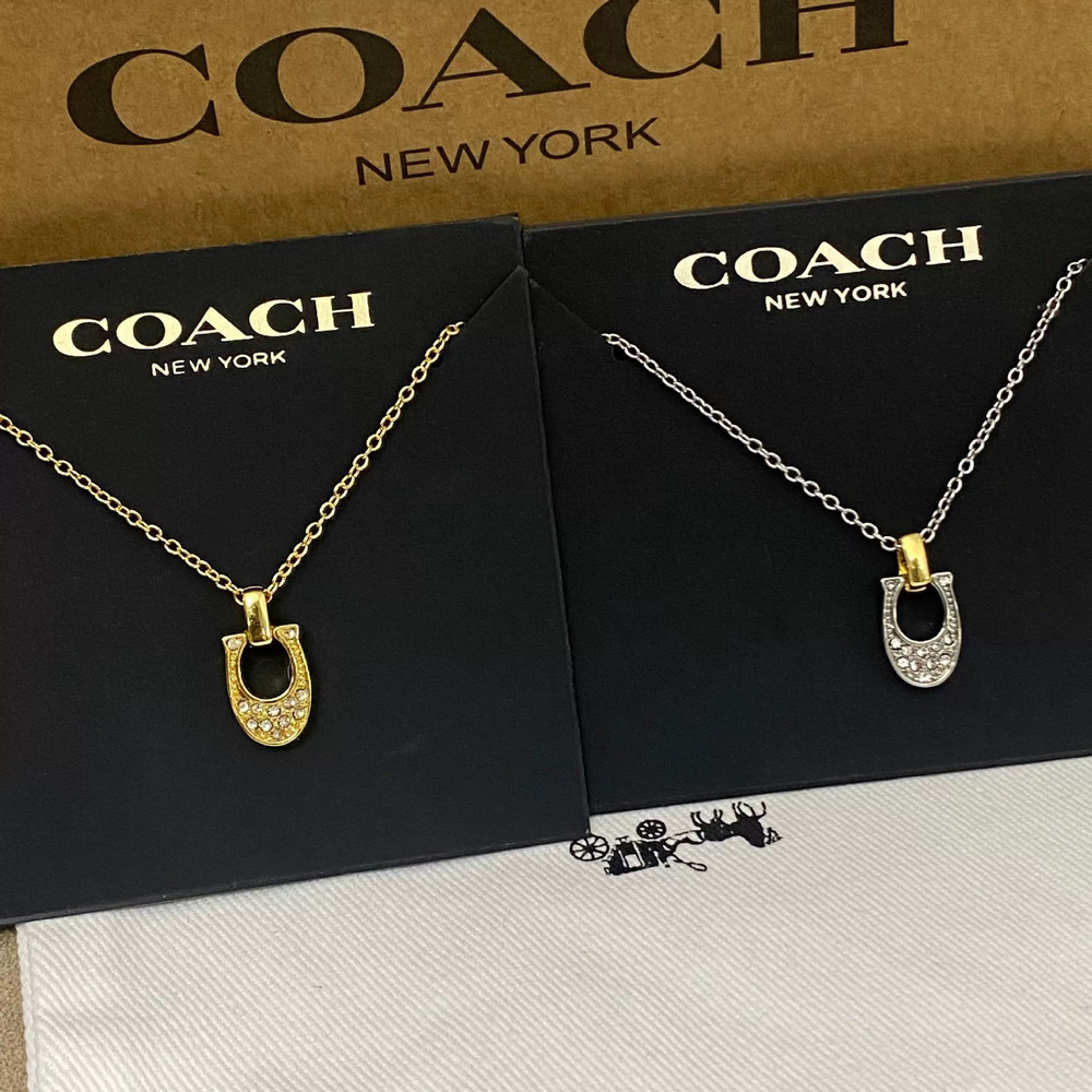Coach Koujia Round Coin Full Diamond Metal Necklace